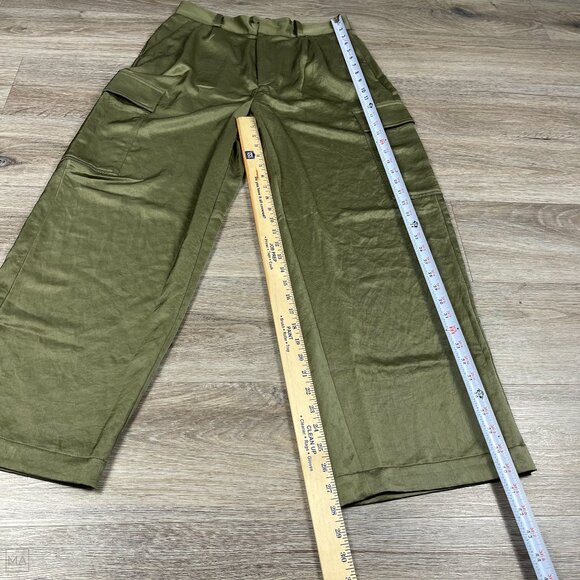 NEW Madewell Women's High-Rise Straight Cargo Trousers in Satin Size 4 Green - Picture 6 of 8